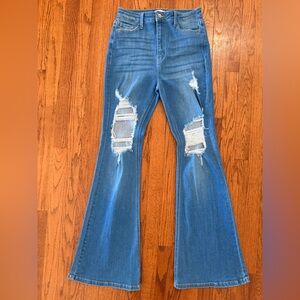 Cello Distressed Flare Jeans